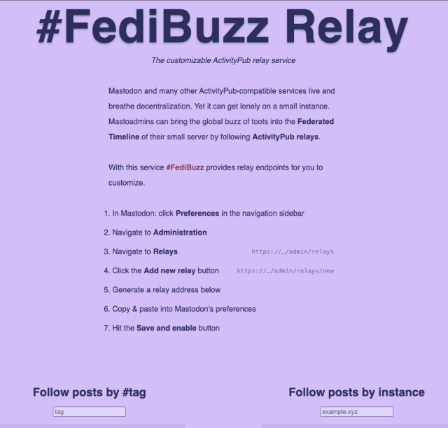 Fedibuzz Relay Screenshot